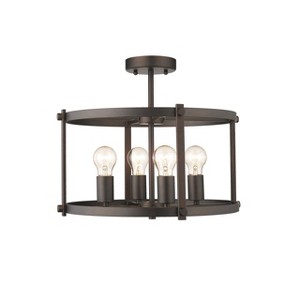 Chloe Lighting Ironclad Farmhouse 4 Light Rubbed Bronze Convertible Semi-Flush Ceiling Fixture 17.5" Wide - 1 of 3