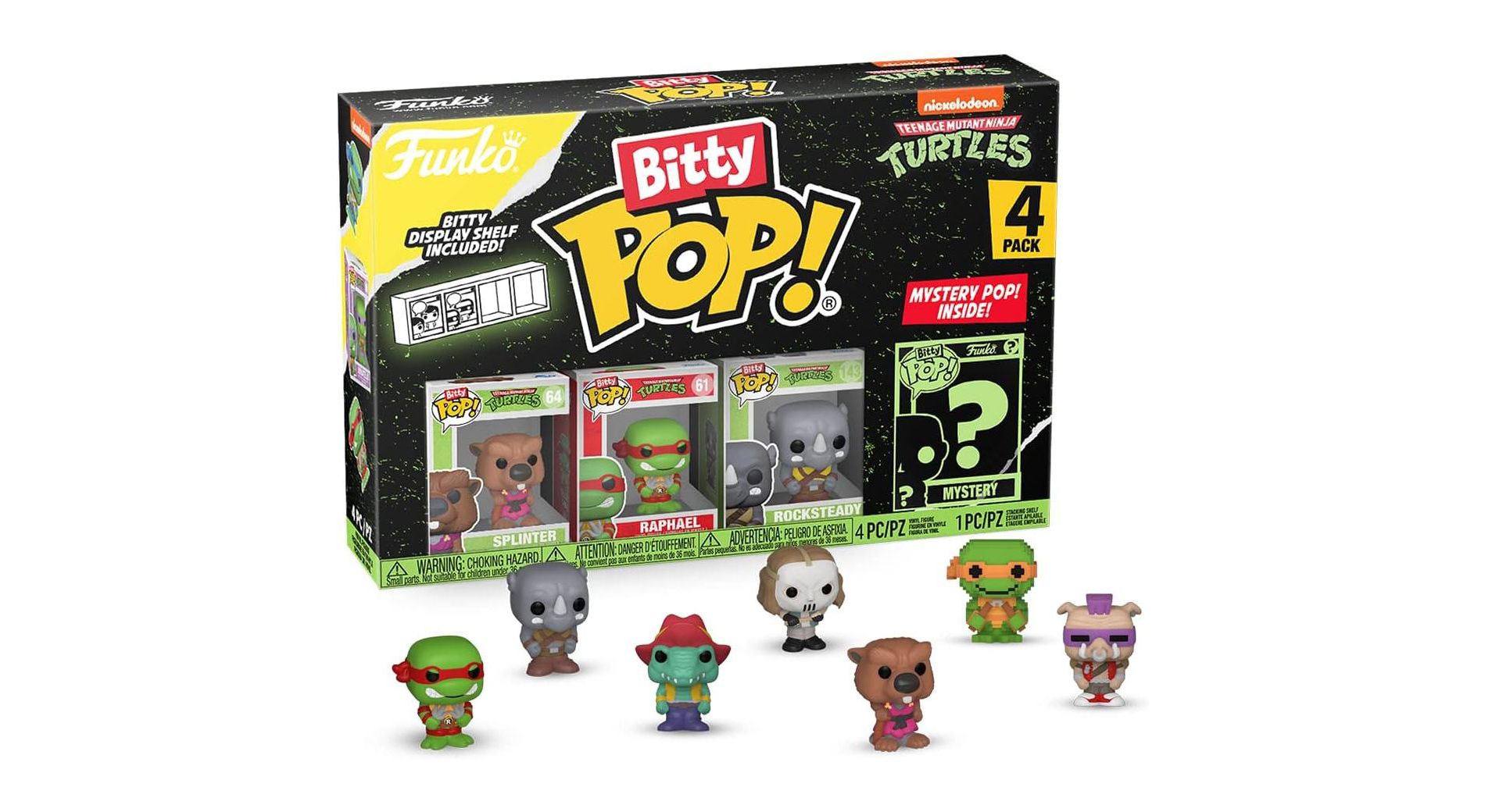Funko Bitty POP! Teenage Mutant Ninja Turtles 4-Pack – Splinter, Raphael, Rocksteady & Mystery Mini Figure