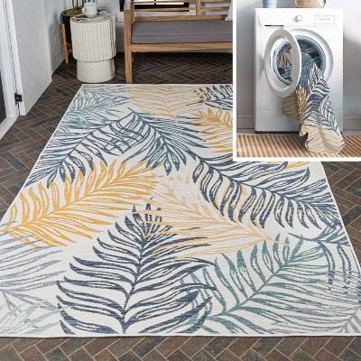 JONATHAN Y Calypso Coastal Casual Palm Frond Reversible Machine-Washable Indoor/Outdoor Area Rug
