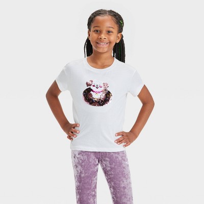 Girls' Short Sleeve Flip Sequin 'Puppy Doughnut' T-Shirt - Cat & Jack™ Cream M