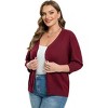 Women's Plus Size Cardigan Open Front Oversized Button Lightweight Sweaters V Neck Loose 3/4 Sleeve Cardigans Knit Outwear - 2 of 4