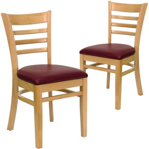 Emma and Oliver 2 Pack Ladder Back Wooden Restaurant Chair - 1 of 4