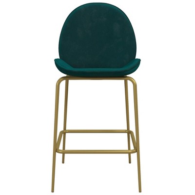 Astor Velvet Upholstered Counter Height Barstool Green - CosmoLiving by Cosmopolitan