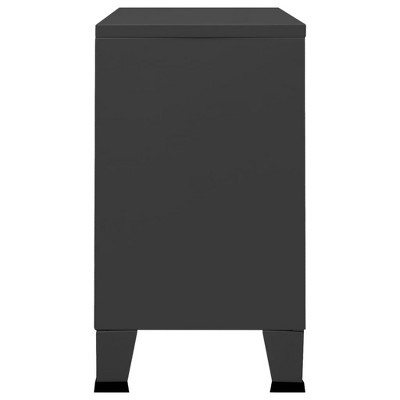 Anthracite Industrial Metal and Glass Sideboard with Air Vents