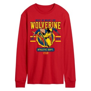 Men's - Marvel - Wolverine Collegiate Scratch Long Sleeve Graphic T-Shirt - 1 of 3