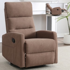 Manual Recliner Chair with Swivel & Rocker, Polyester Upholstered Lounge Armchair with Cushion Back for Living Room-Cuddlewood - 1 of 4
