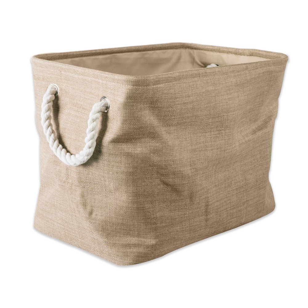 17.5" x 12" x 15" Large Polyester Variegated Rectangle Storage Bin Taupe - Design Imports: Decorative Brown Bin