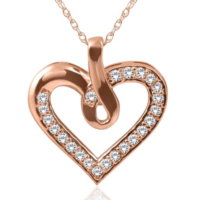 Pompeii3 14K Rose Gold 1/4ct Diamond Heart Pendant Necklace New
