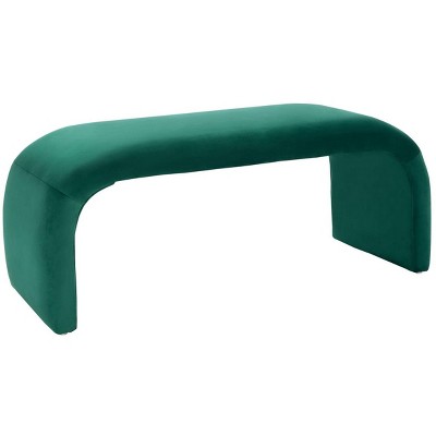 Tenko Luxe Emerald Velvet Modern Glam Accent Bench