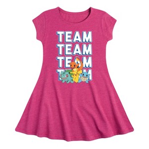 Girls' - Pokémon - Partners Team Fit & Flair Cap Sleeve Dress - 1 of 2