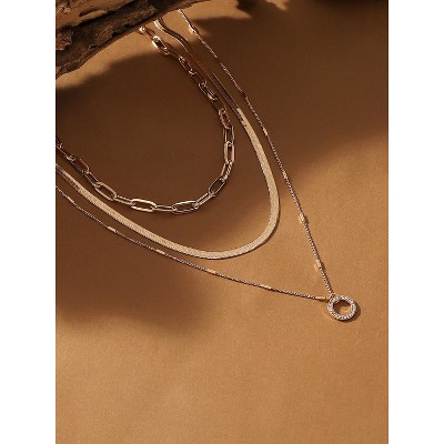 SOHI Women's California Gold The Halo Snakechain Multi-Layer Necklace