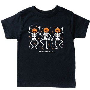 SmileyWorld Dancing Skeleton Pumpkins - Youth Short Sleeve Graphic T-Shirt and Toddler Short Sleeve Graphic T-Shirt - 1 of 4