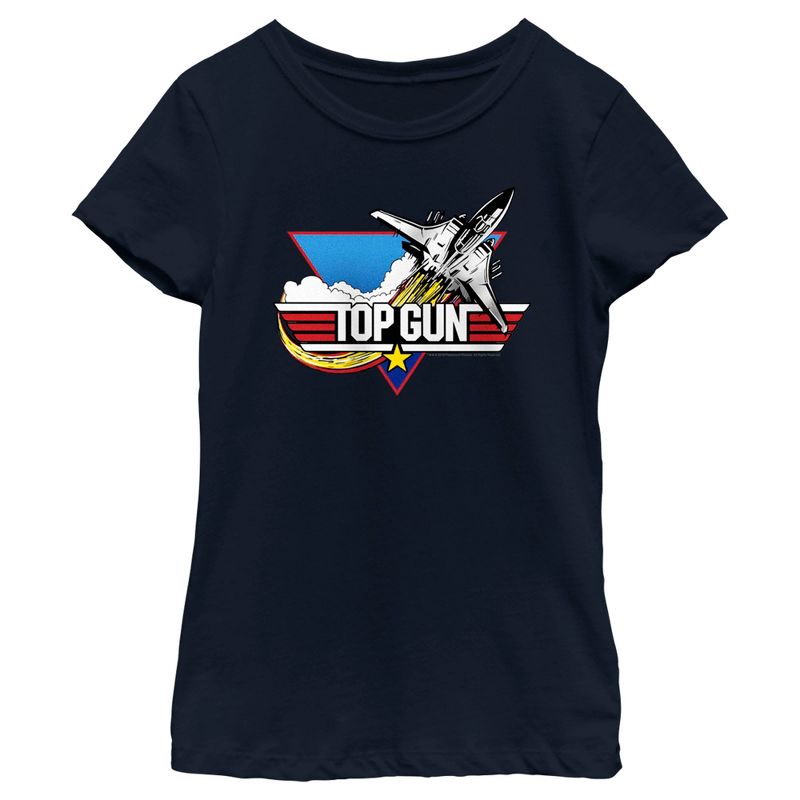 Girl's Top Gun Fighter Jet Logo T-Shirt, 1 of 5