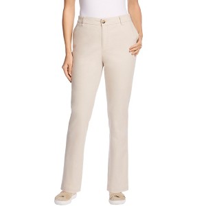 Woman Within Plus Size Petite Adjustable Waist Straight-Leg Chino - 1 of 4