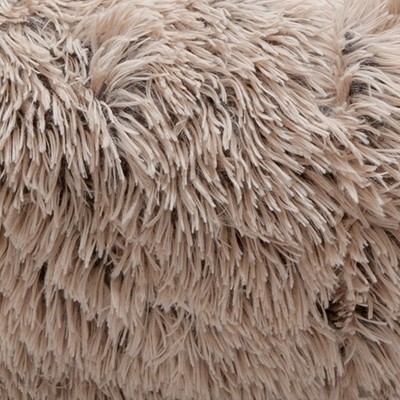 Small Taupe Faux Fur Orthopedic Donut Pet Bed