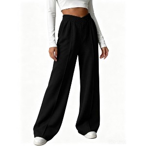 VESP Wide Jogger Pants 　XL Women's v Waist Wide Leg Pants Jogger Lounge Casual Black XL : Target
