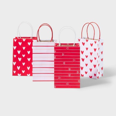 White Heart on Red Small Gift Bag with Tissue - Spritz