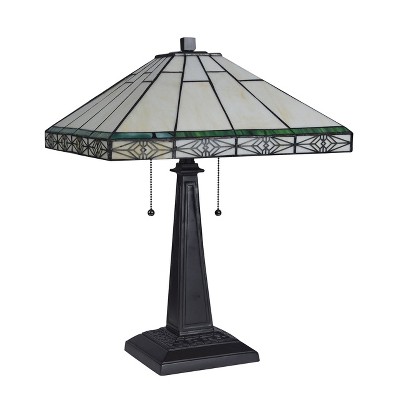 Theros White and Bronze Stained Glass Mission Table Lamp