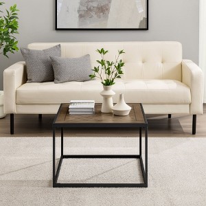 Okak Contemporary Rectangle/Square Coffee Table with Parquet Top Modern Decorative Design, Easy Assembly, Ideal for Living Room or Office - 1 of 4