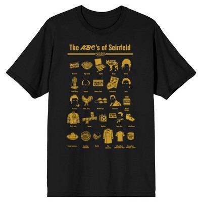 Seinfeld ABC’s Yellow Alphabet Icons Men’s Black T-Shirt