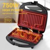 MONXOOK Electric Panini Press, 750W, Non-Stick Plates (8.46"x4.92"), Sandwich Maker with Indicator Lights, Cool Touch Handle — Black - 3 of 4