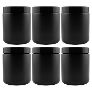Cornucopia Brands 8oz / 9oz Glass Cosmetic Jars w/ Black Plastic Lids; Straight Sided for Body Butter, Creams, Scrubs - 1 of 4