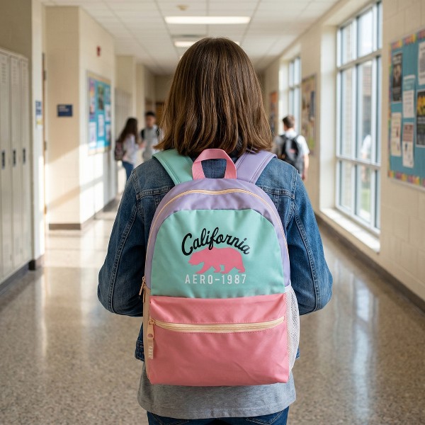 Mochila de 16.5 pulgadas de Aeropostale con bloques de color para niña, mochila para niños con funda para laptop de 15.6 pulgadas y bolsillo para botella de agua 4