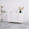 High Glossy Surface 6 Drawers Chest of Drawer with Golden Handle and Golden Steel Legs White Color Vanity - 2 of 4
