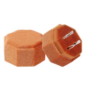 Unique Bargains Velvet Octagon Wedding Proposal Engagement 2 Slot Jewelry Storage Ring Box - 1 of 4