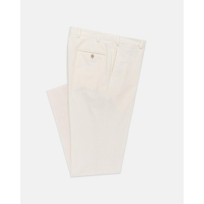 Lomsoe white crash linen trousers classic fit