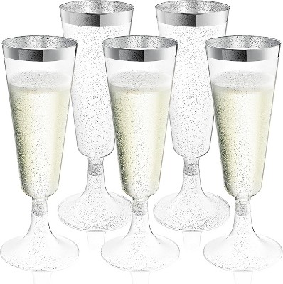 9 oz. Clear Stemless Plastic Champagne Flutes (48 Glasses)