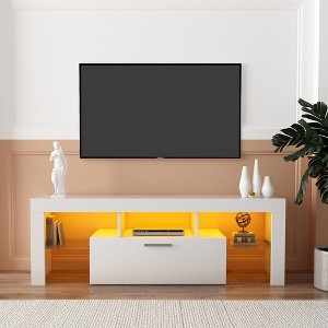 Sapphtopaz TV Stand with LED for TVs Up to 60" Modern TV Entertainment Center with Open Shelves and Cabinets TV Stands for Living Room - 1 of 4