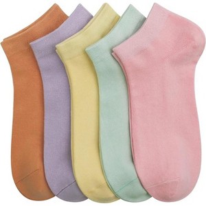 SERISIMPLE Women Viscose Bamboo Ankle Low Cut Thin Lightweight Pastel Color Soft Socks 5 Pairs - 1 of 4