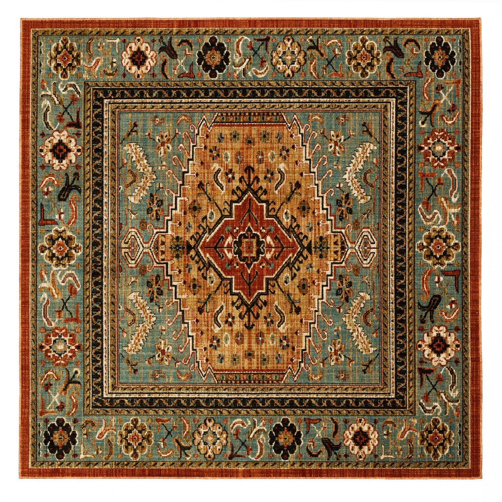 8'x8' Square Floral Woven Accent Rug Green/Red - Threshold™