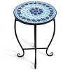 Costway Outdoor Indoor Accent Table,Mosaic Patio Table, Plant Stand Cobalt Blue Color Scheme Garden Steel - 4 of 4