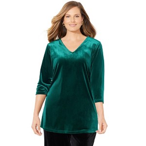 Catherines Anywear Velvet V-Neck Tunic - 1 of 4