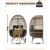 Oversize Rattan Egg Chair Indoor/Outdoor Wicker Egg Basket Lounge Chair Egg-Shaped Chair w/Steel Frame Stand - 2 of 4