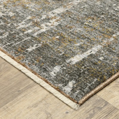 Hayden Gray and Rust Abstract Synthetic 3'3" x 5' Area Rug