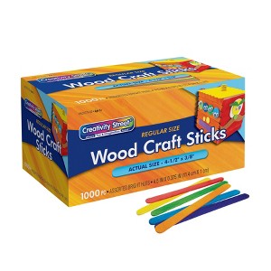 Creativity Street® Regular Craft Sticks, Bright Hues Assorted, 4-1/2" x 3/8", 1000 Pieces - 1 of 2