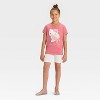 Girls' Hello Kitty Glitter Bow Short Sleeve Graphic T-Shirt - Light Red - 4 of 4