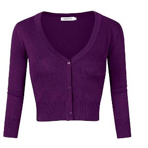 Clearlove Women's Cropped Bolero Cardigan – 3/4 Sleeve V-Neck Basic Classic Casual Button Down Knit Soft Sweater Top - 1 of 1