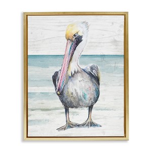 Stupell Industries Pelican Bird Standing on Beach, 17" x 21" - 1 of 4