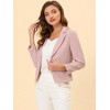 INSPIRE CHIC Women's Open Front Office Long Sleeve Lightweight Printed Floral Crop Suit Blazer - 2 of 4