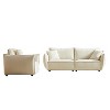 3+1 Seater Modern Linen Combo Sofa with Wooden Frame & 3 Pillows (Apartment Essential) - 3 of 4