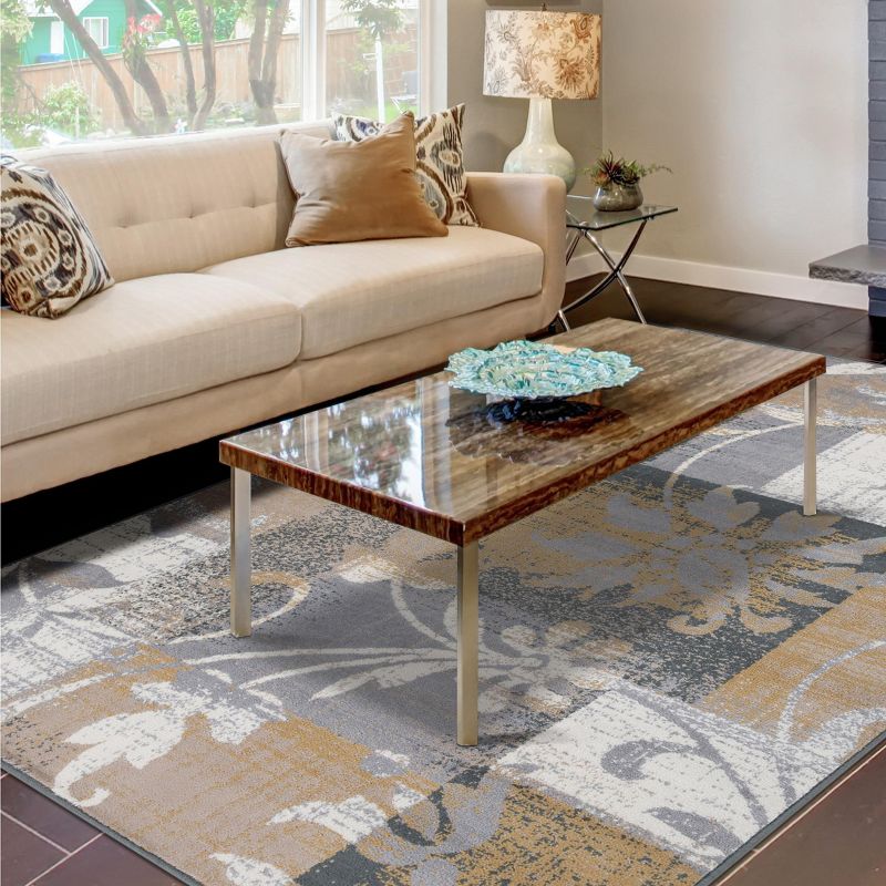 Contemporary Floral Patchwork Indoor Runner or Area Rug by Blue Nile Mills, 3 of 9