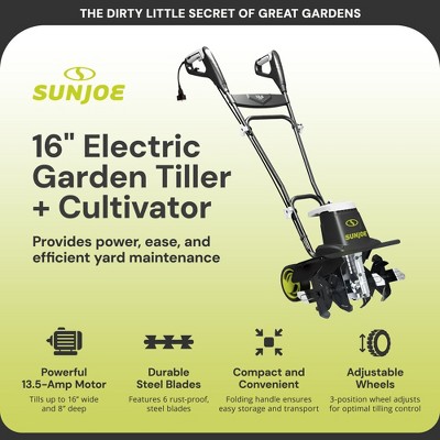 Sun Joe Electric Corded 13.5 Amp Garden Tiller & Cultivator, 16", SUJ-TJ604E - Thumbnail 4