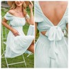 EXLURA Women's 2025 Summer Short Puff Sleeve Casual Short Mini Dresses Tie Back Square Neck A-Line Sundress - 3 of 4