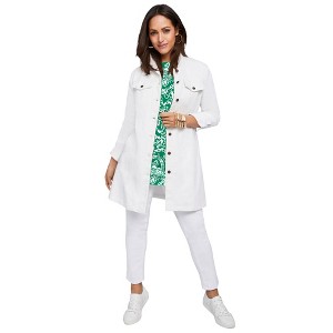 Jessica London Women's Plus Size Long Denim Jacket - 1 of 4
