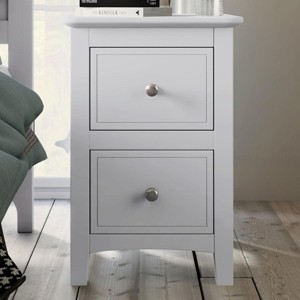 Streamdale 2 Drawers Solid Wood Nightstand End Table in White - 1 of 4