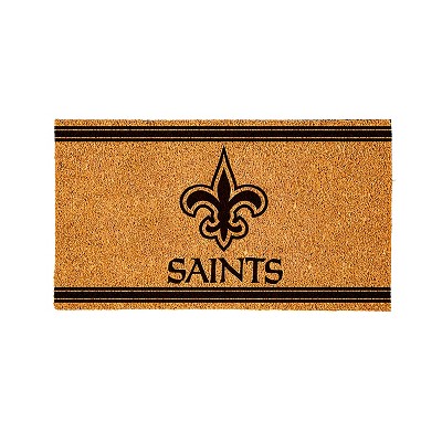 Evergreen New Orleans Saints Logo Turf Mat, Brown- 28 x 16 Inches Indoor Outdoor Doormat